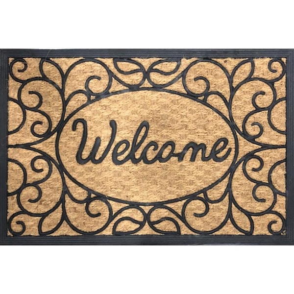 Rockport Premium 24 in. W X 36 in. L Black/Brown Coir/Rubber Door Mat 7039910 - main